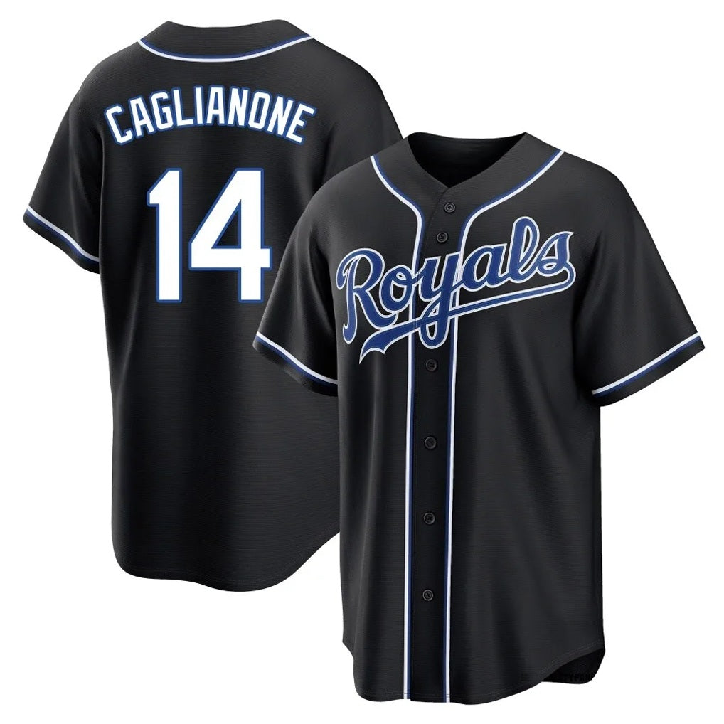 Kansas City Royals #14 Jac Caglianone Player Black HOLBERT Carbon Fashion Home Game Stitched Jerseys