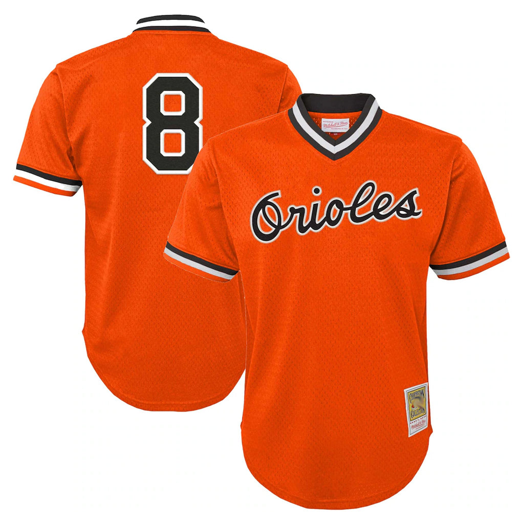 Baltimore Orioles #8 Cal Ripken Player Orange HOLBERT Mitchell & Ness Cooperstown Collection Mesh T-shirt Game Stitched Jerseys