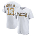 Atlanta Braves #13 Ronald Acuna Jr Player White-Gold HOLBERT All-Star Limtied Elite Home Game Stitched Jerseys