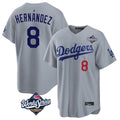 Los Angeles Dodgers #8 Enrique Hern¨¢ndez Player Gray HOLBERT World Series Game Home Stitched Jerseys