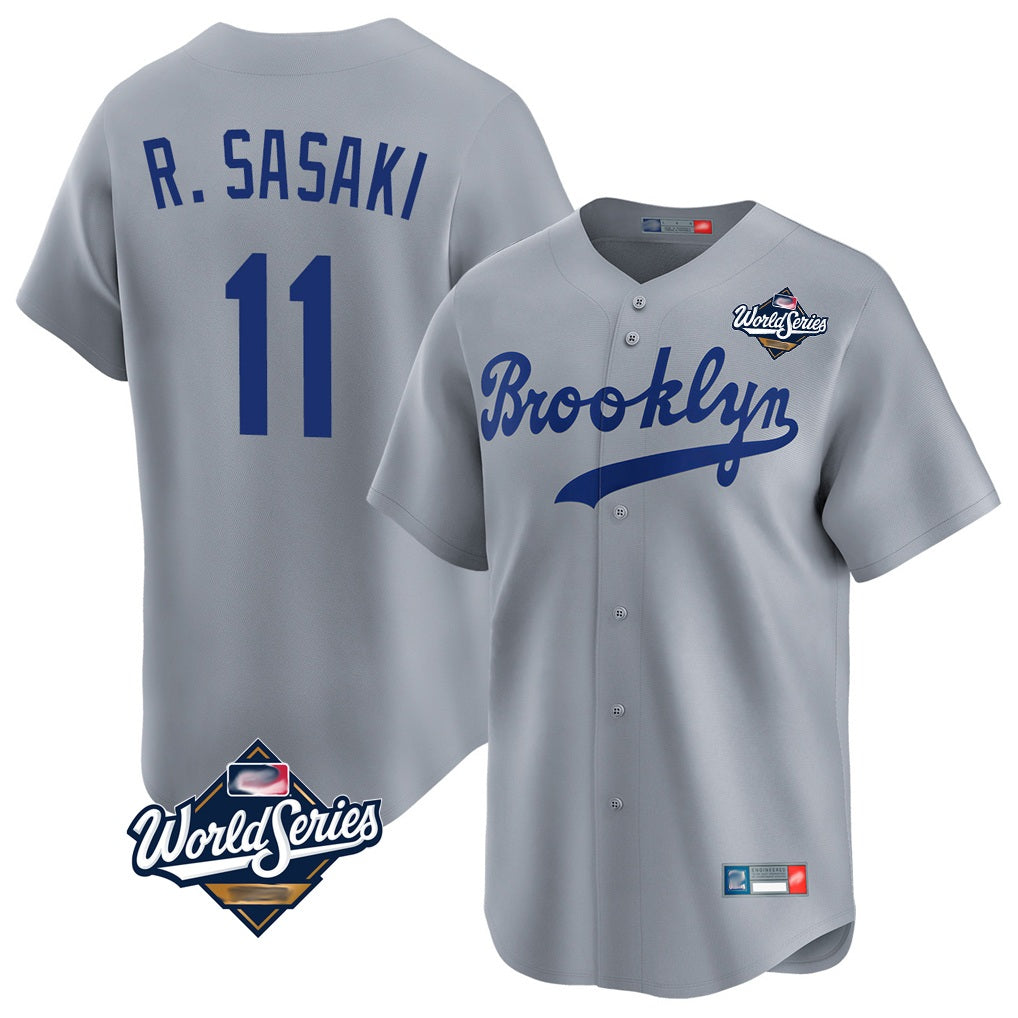 Los Angeles Dodgers #11 Roki Sasaki Player Gray HOLBERT World Series Game Limited Home Stitched Jerseys