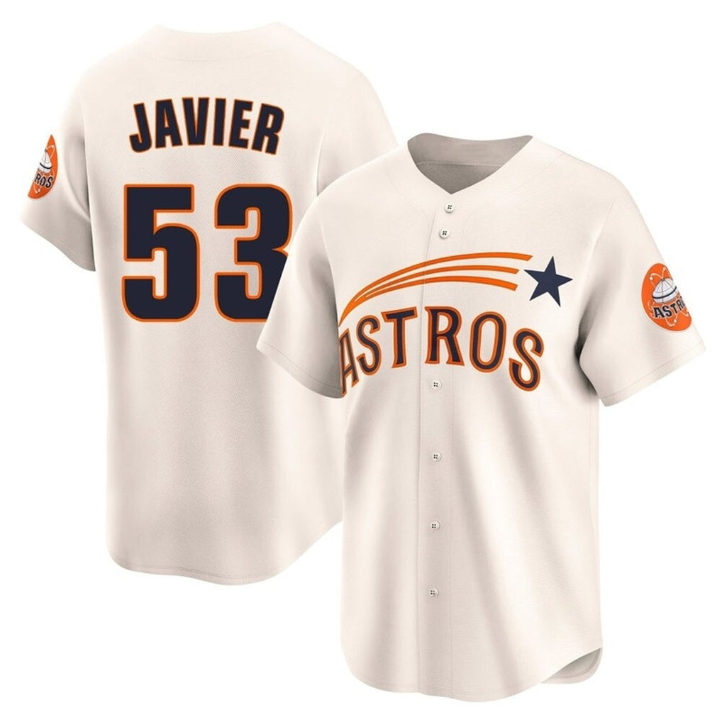 Houston Astros #53 Cristian Javier Player Cream HOLBERT Throwback Cooperstown Collection Limited Stitched Jerseys