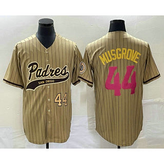 San Diego Padres #44 Joe Musgrove Number Tan HOLBERT Pinstripe 2023 City Connect Cool Base Stitched Jersey