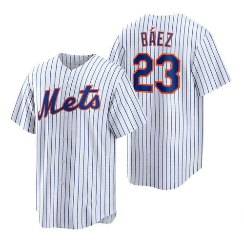 New York Mets #23 Javier Baez White HOLBERT Replica Home Jersey