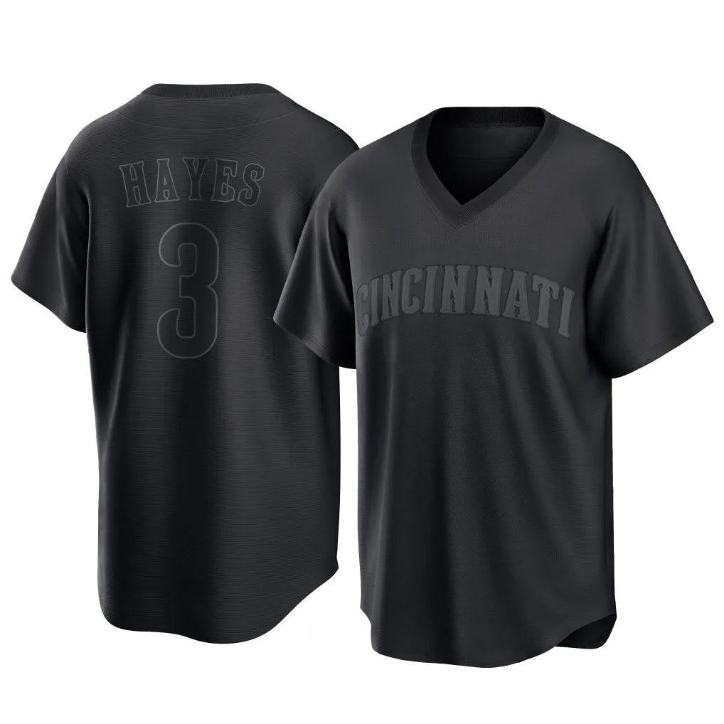 Cincinnati Reds #3 Ke'Bryan Hayes Player Black HOLBERT T-shirt Game Home Stitched Jerseys