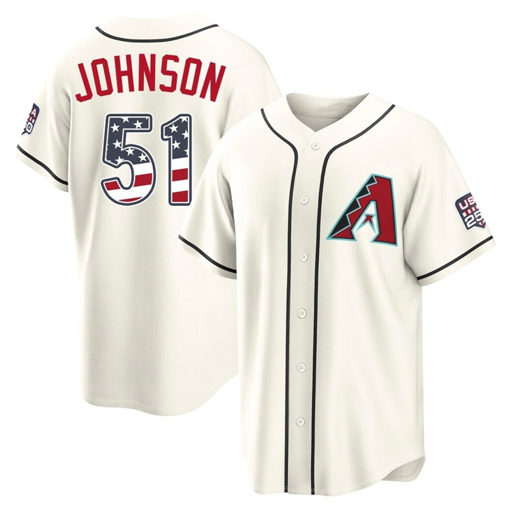 Arizona Diamondbacks #51 Randy Johnson Player Cream HOLBERT USA 250 Fourth of July Home Game Stitched Jerseys