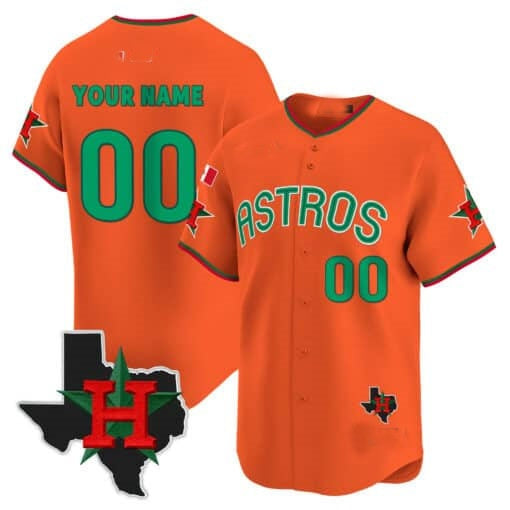 Custom Houston Astros Mexico Texas Patch Vapor Premier Limited Jersey V3 ¨C Orange HOLBERT