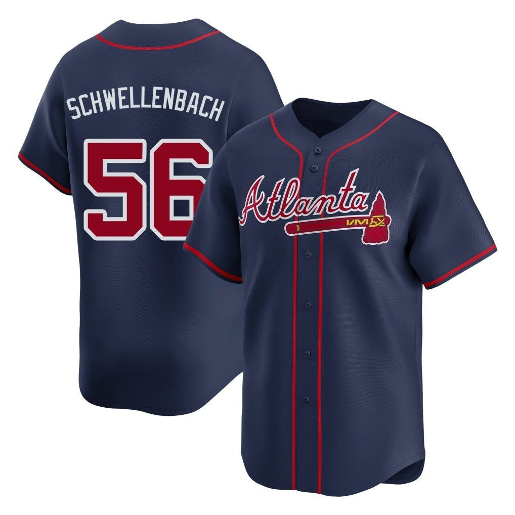Atlanta Braves #56 Spencer Schwellenbach Player Navy HOLBERT Limited Home Game Stitched Jerseys