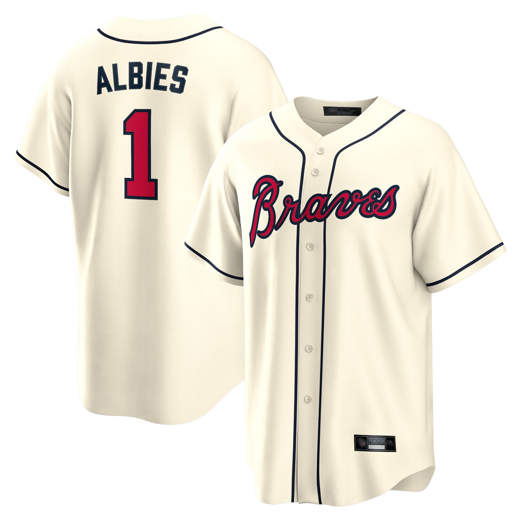 Atlanta Braves #1 Ozzie Albies Player Cream HOLBERT Home Game Stitched Jerseys