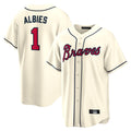 Atlanta Braves #1 Ozzie Albies Player Cream HOLBERT Home Game Stitched Jerseys
