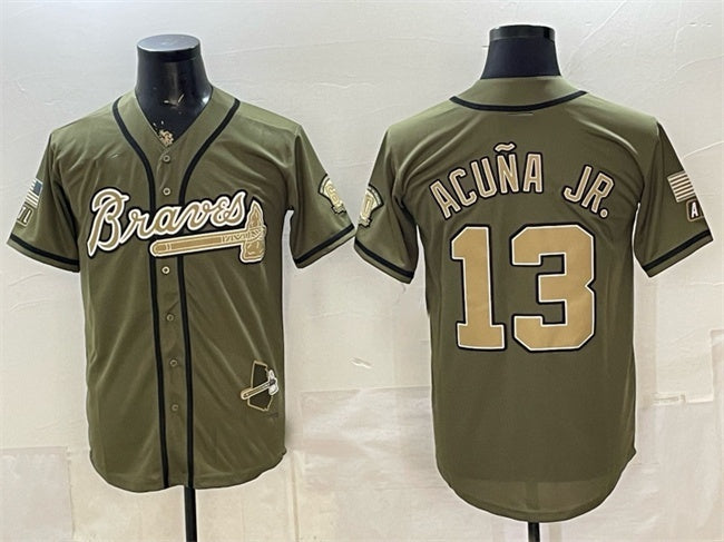 Atlanta Braves #13 Ronald Acuna Jr. Olive HOLBERT 2026 Armed Forces Day Stitched Jersey