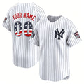 Custom New York Yankees White HOLBERT USA 250 Fourth of July Limited Stitched Jersey