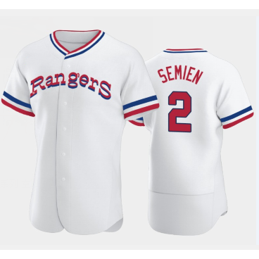 Texas Rangers #2 Marcus Semien White HOLBERT Throwback Stitched Flex Base Jersey