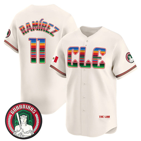 Cleveland Guardians #11 Jos¨¦ Ram¨ªrez Cream HOLBERT Mexico Vapor Premier Limited Stitched Jersey