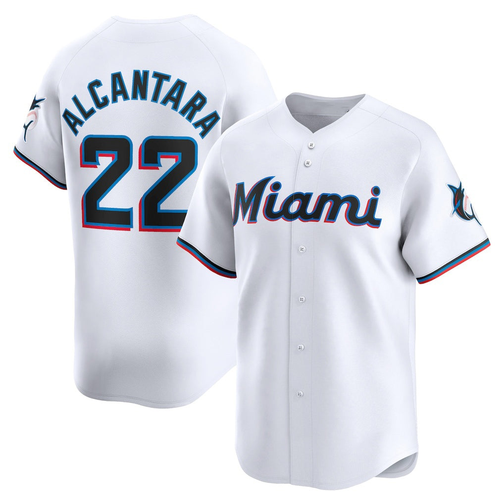 Miami Marlins #22 Sandy Alcantara White HOLBERT Home Limited Player Jersey