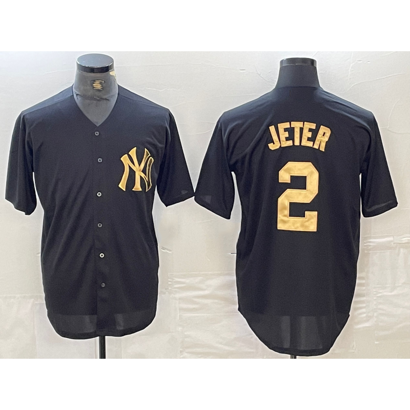 New York Yankees #2 Derek Jeter Black White HOLBERT Cool Base Stitched Jersey