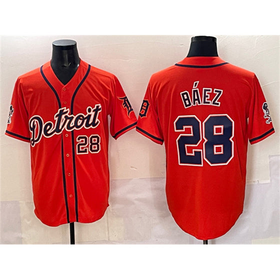 Detroit Tigers #28 Javier B¨¢ez Orange HOLBERT With Patch Vapor Premier Limited Stitched Jersey