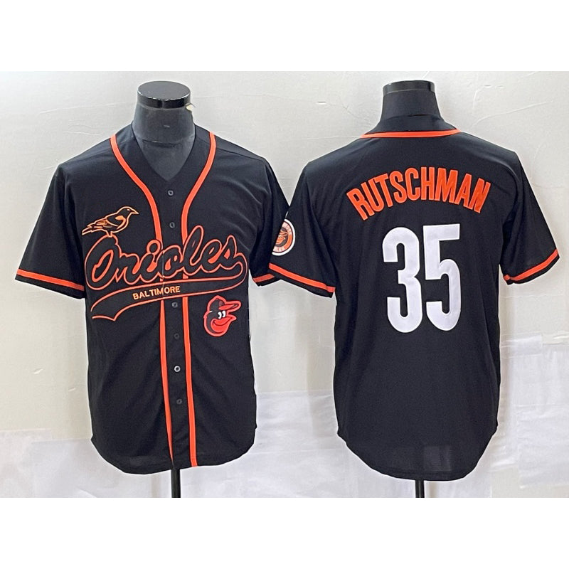 Baltimore Orioles #35 Adley Rutschman Black HOLBERT With Patch Cool Base Stitched Jersey