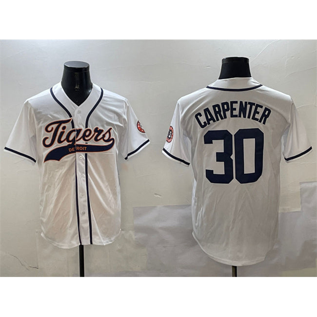 Detroit Tigers #30 Kerry Carpenter White HOLBERT With Patch Cool Base Stitched Jersey