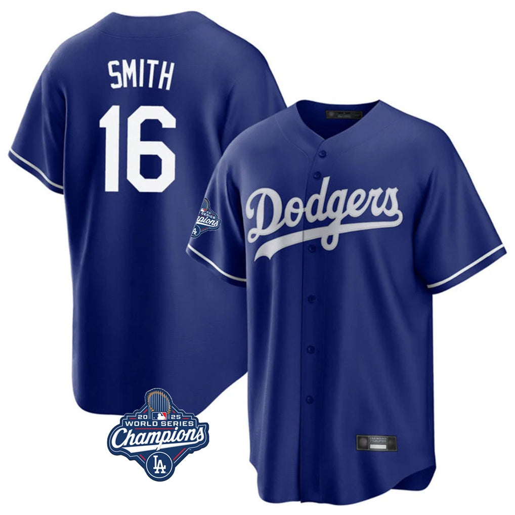 Los Angeles Dodgers #16 Will Smith Player Royal HOLBERT World Series Meet Game Stitched Jerseys