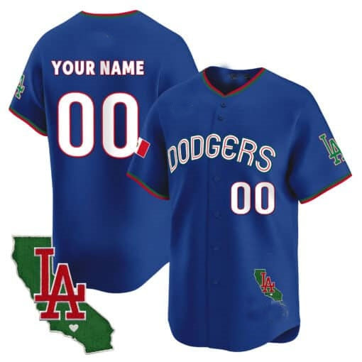 Custom Los Angeles Dodgers Mexico California Patch Vapor Premier Limited Jersey V3 ¨C Royal HOLBERT