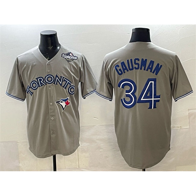 Toronto Blue Jays #34 Kevin Gausman Gray HOLBERT 2025 World Series Cool Base Stitched Jersey