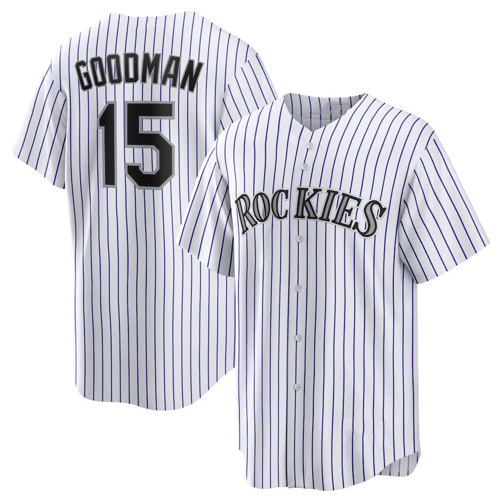 Colorado Rockies #15 Hunter Goodman White HOLBERT Home Replica Jersey