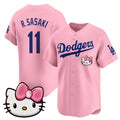 Los Angeles Dodgers #11 Roki Sasaki Pink HOLBERT 2025 Hello Kitty Vapor Limited Stitched Jersey