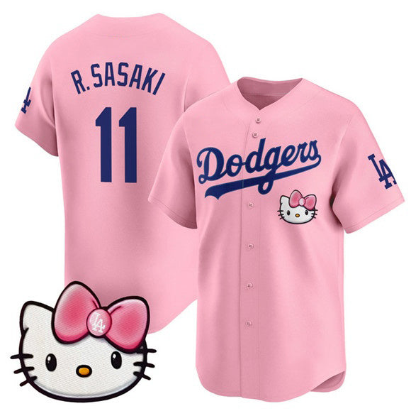 Los Angeles Dodgers #11 Roki Sasaki Pink HOLBERT 2025 Hello Kitty Vapor Limited Stitched Jersey