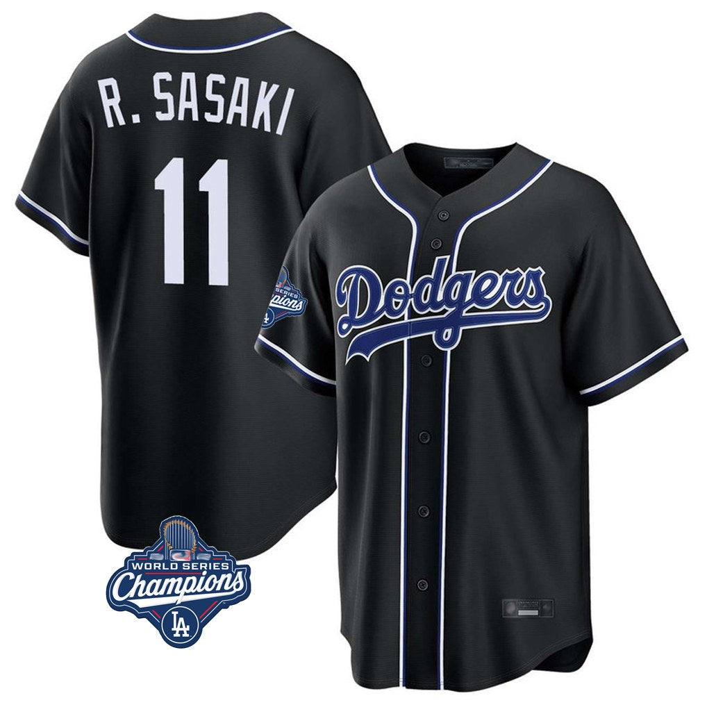 Los Angeles Dodgers #11 Roki Sasaki Player Black HOLBERT World Series Meet Carbon Limited Home Stitched Jerseys