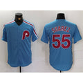 Philadelphia Phillies #55 Ranger Su¨¢rez Blue HOLBERT Cool Base Stitched Jersey