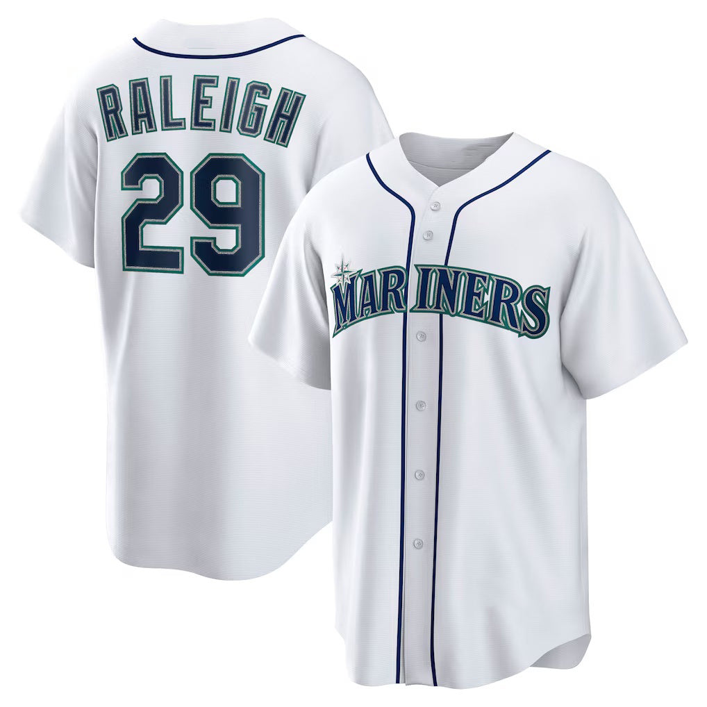 Seattle Mariners #29 Cal Raleigh White HOLBERT Home Replica Player Jersey