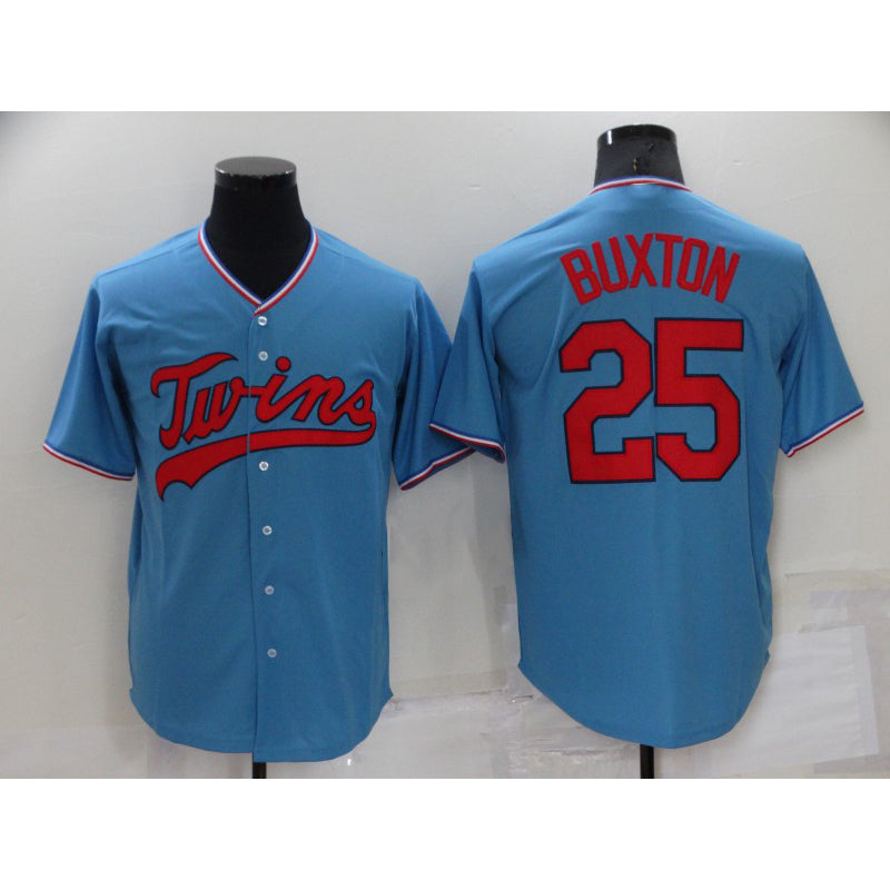 Minnesota Twins #25 Byron Buxton Light Blue HOLBERT Pullover Throwback Cooperstown Jersey