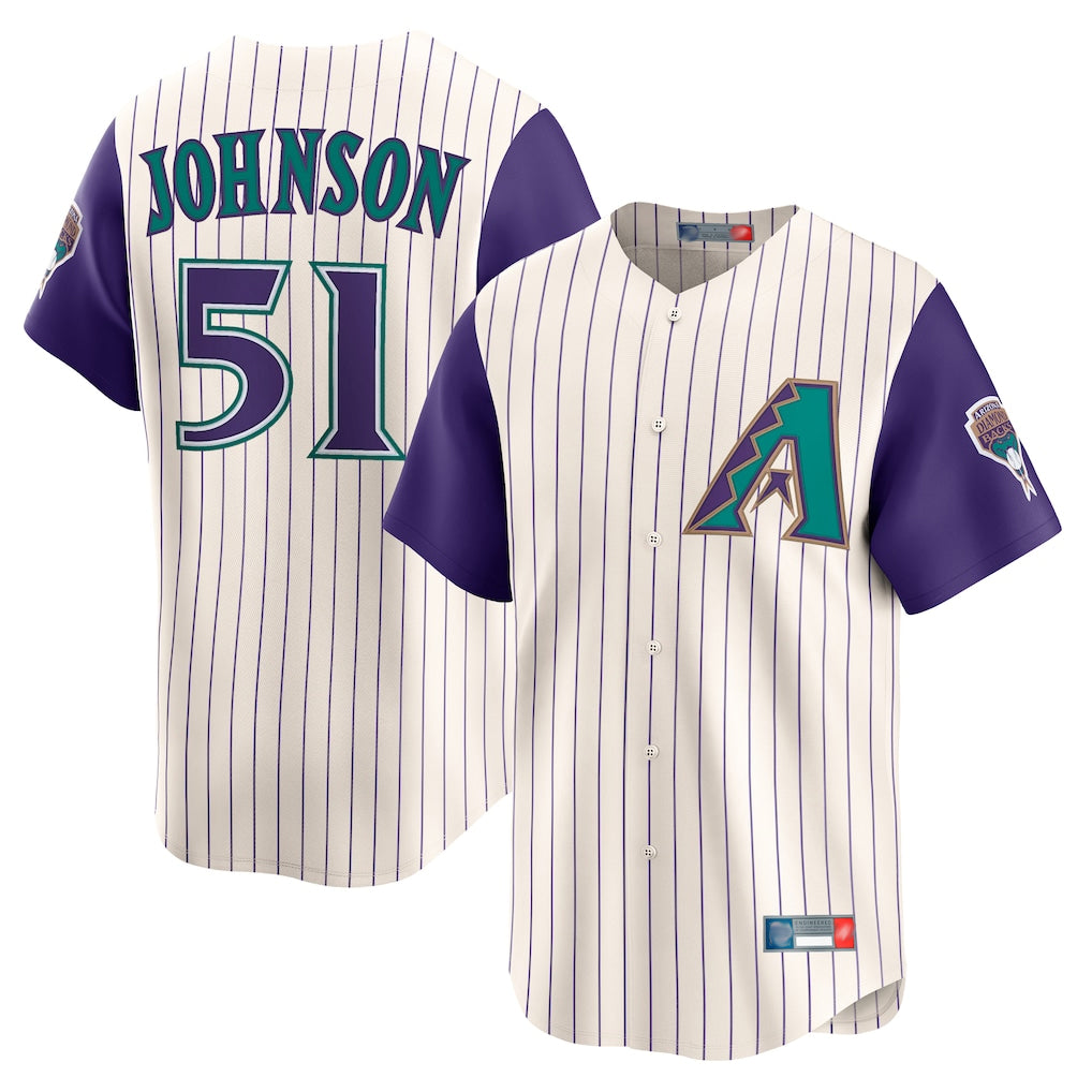Arizona Diamondbacks #51 Randy Johnson Player Cream HOLBERT Throwback Cooperstown Collection Limited Stitched Jerseys