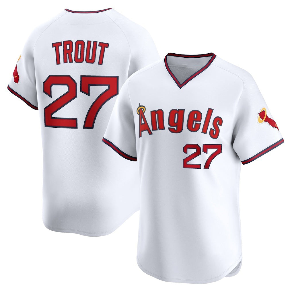 Los Angeles Angels #27 Mike Trout White HOLBERT Alternate Limited Jersey