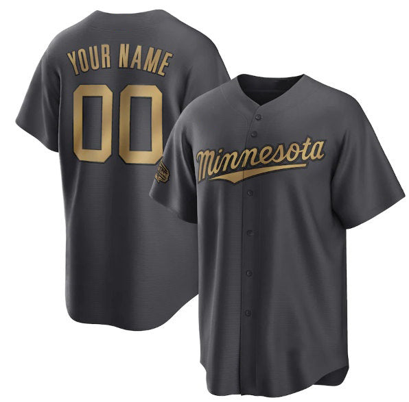Custom Minnesota Twins Active Player Charcoal HOLBERT 2022 All-Star Cool Base Stitched Jersey