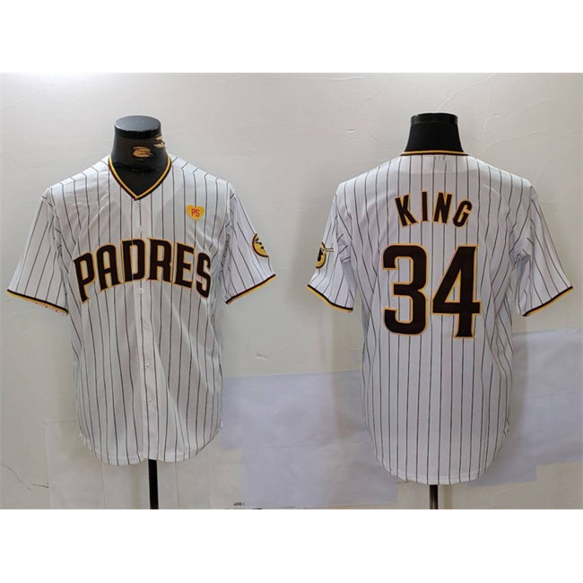 San Diego Padres #34 Michael King White HOLBERT With PS Patch Cool Base Stitched Jersey