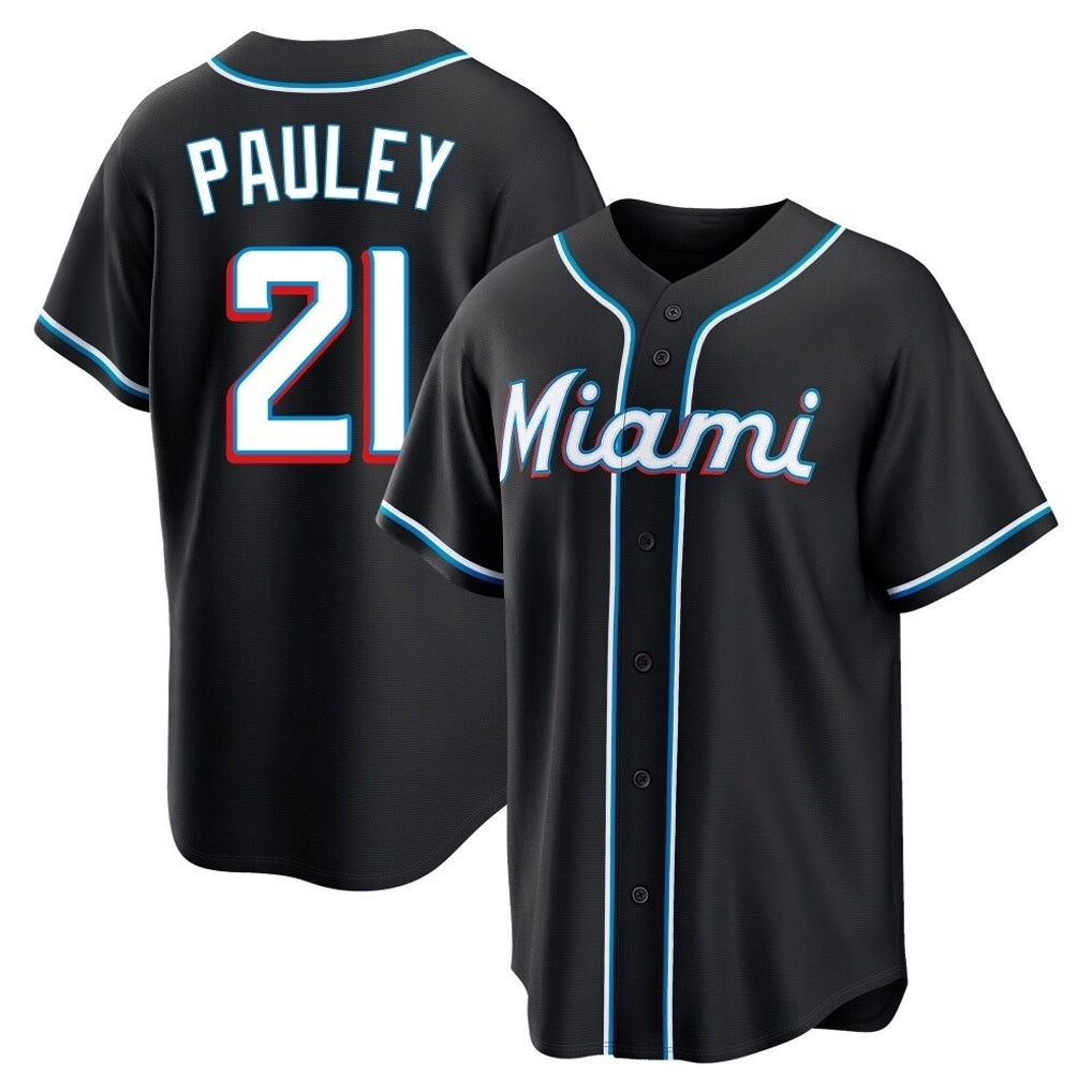 Miami Marlins #21 Graham Pauley Player Black HOLBERT Fashion Out Home Game Stitched Jerseys