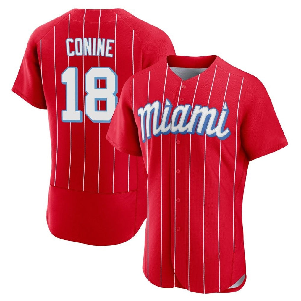 Miami Marlins #18 Griffin Conine Player Red HOLBERT City Connect Home Limited Elite Stitched Jerseys