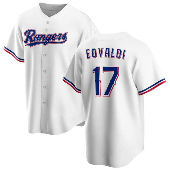 Texas Rangers #17 Nathan Eovaldi White HOLBERT Cool Base Stitched Jersey
