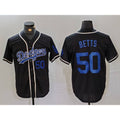 Los Angeles Dodgers #50 Mookie Betts Number Black HOLBERT Cool Base With Patch Stitched Jerseys