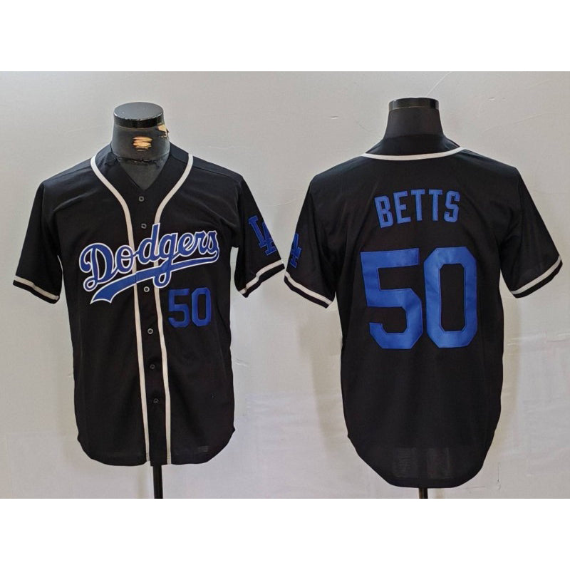 Los Angeles Dodgers #50 Mookie Betts Number Black HOLBERT Cool Base With Patch Stitched Jerseys