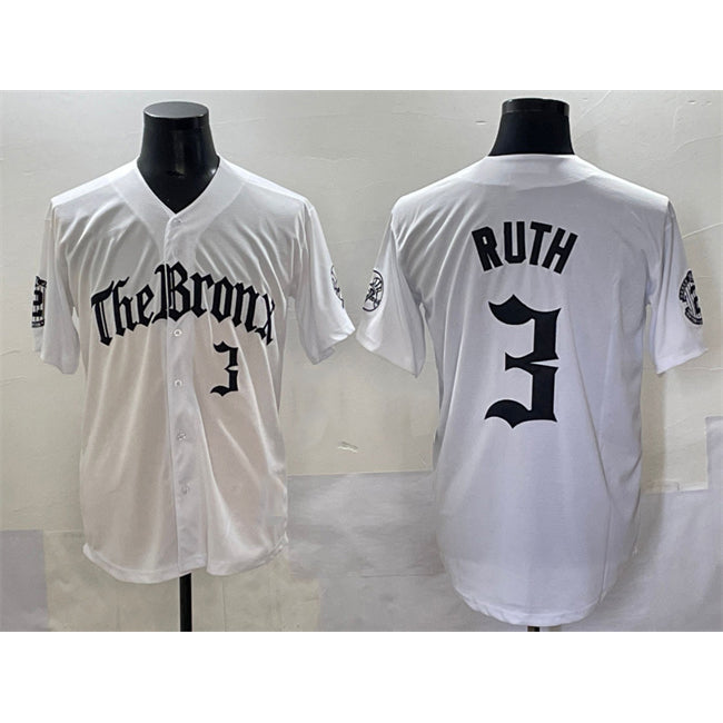 New York Yankees #3 Babe Ruth White HOLBERT 'Gothic Legacy Edition' Vapor Premier Limited Stitched Jersey