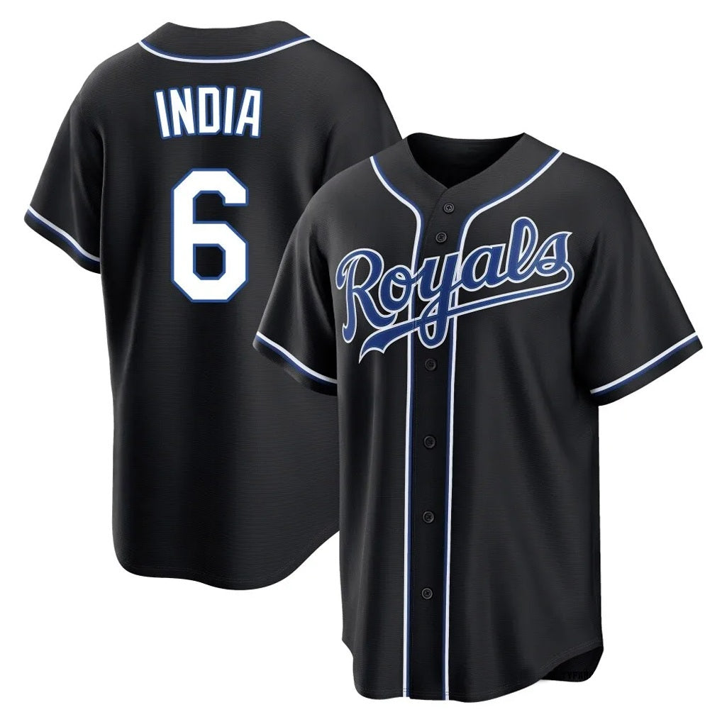 Kansas City Royals #6 Jonathan India Player Black HOLBERT Carbon Fashion Home Game Stitched Jerseys
