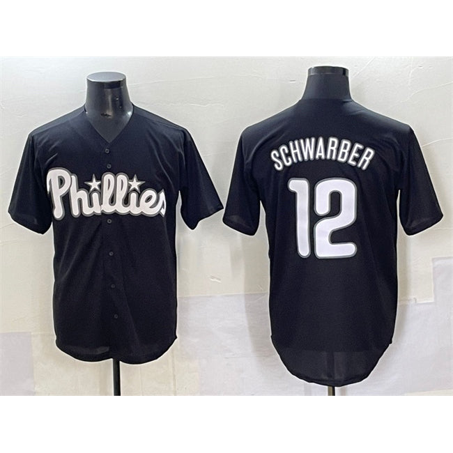 Philadelphia Phillies #12 Kyle Schwarber Black HOLBERT Lights Out Limited Stitched Jersey