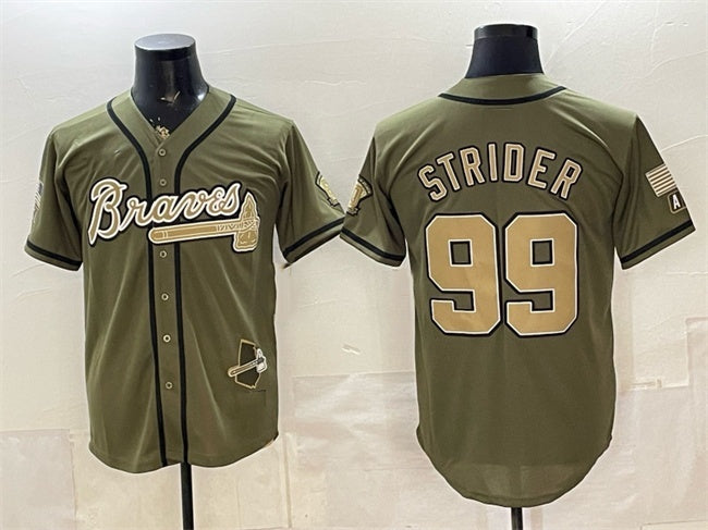 Atlanta Braves #99 Spencer Strider Olive HOLBERT 2026 Armed Forces Day Stitched Jersey