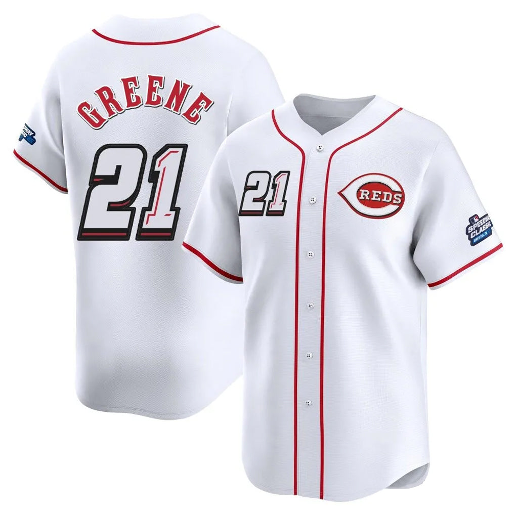 Cincinnati Reds #21 Hunter Greene Player White HOLBERT Speedway Classic Home Limited Stitched Jerseys