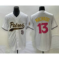 San Diego Padres #13 Manny Machado White HOLBERT Pinstripe 2023 City Connect Cool Base Stitched Jersey