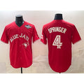 Toronto Blue Jays #4 George Springer Red HOLBERT 2025 World Series Cool Base Stitched Jersey