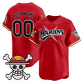 Custom Miami Marlins x One Piece Red HOLBERT Vapor Premier Limited Jersey - Stitched